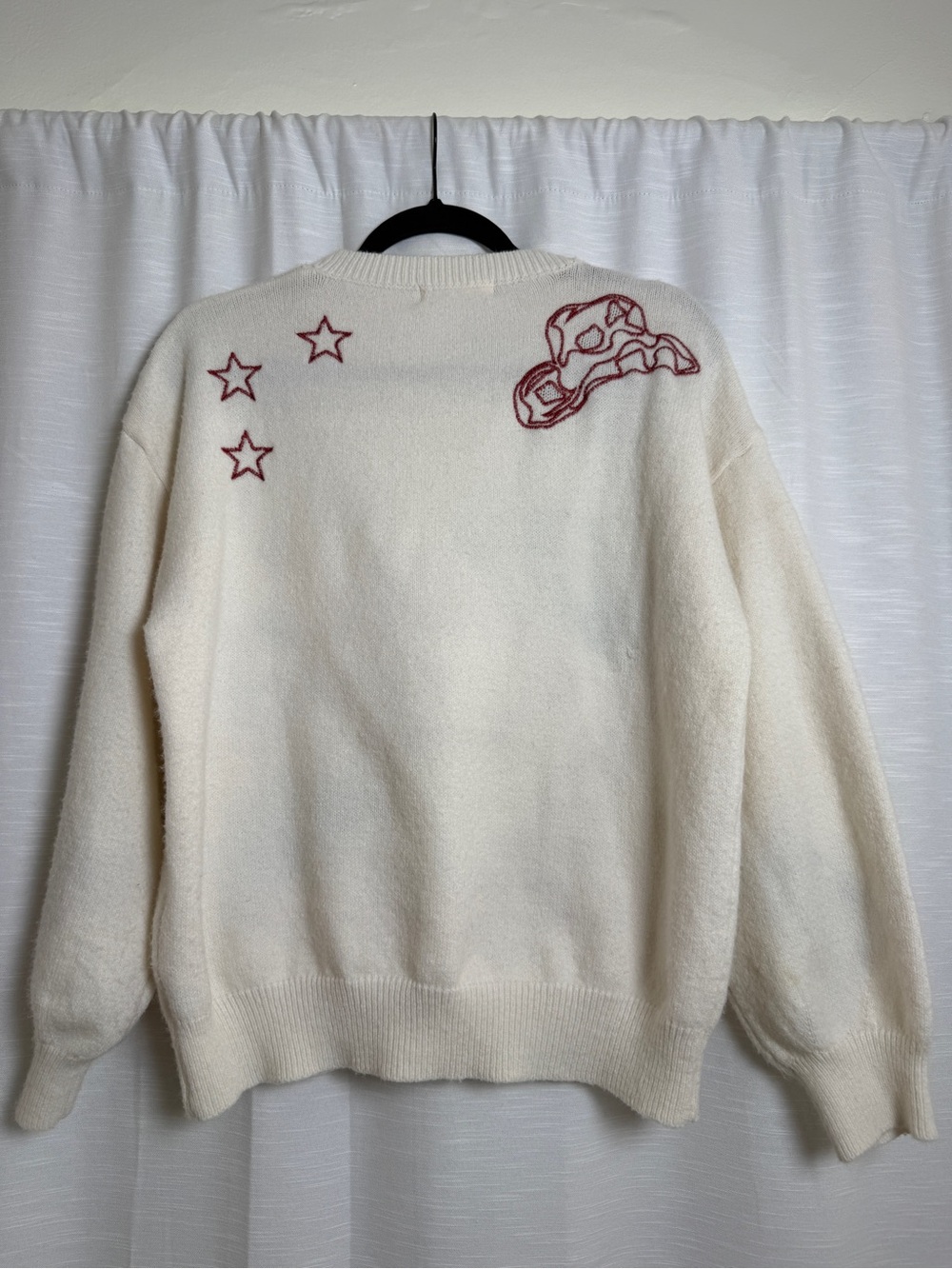Eloise Raye Howdy Metallic Embroidered Western Cowboy Sweater Cream | Size S - Picture 10 of 13